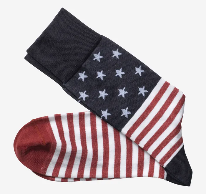 Men Johnston and Murphy Novelty Socks NavyRed Flag Socks