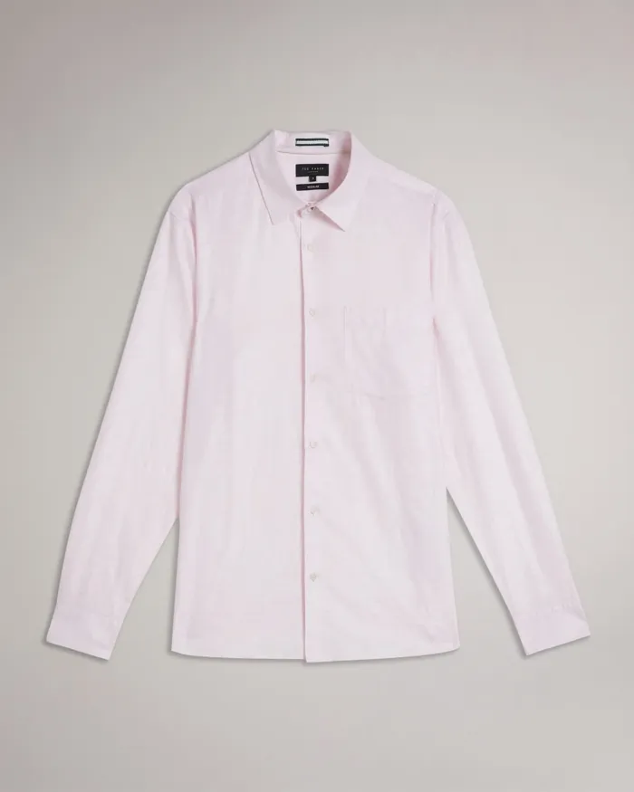 Men KINGWEL 8211 Long Sleeve Linen Blend Shirt Light Pink Ted Baker Shirts