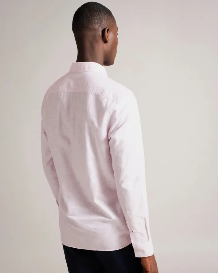 Men KINGWEL 8211 Long Sleeve Linen Blend Shirt Light Pink Ted Baker Shirts Men KINGWEL 8211 Long Sleeve Linen Blend Shirt Light Pink Ted Baker Shirts