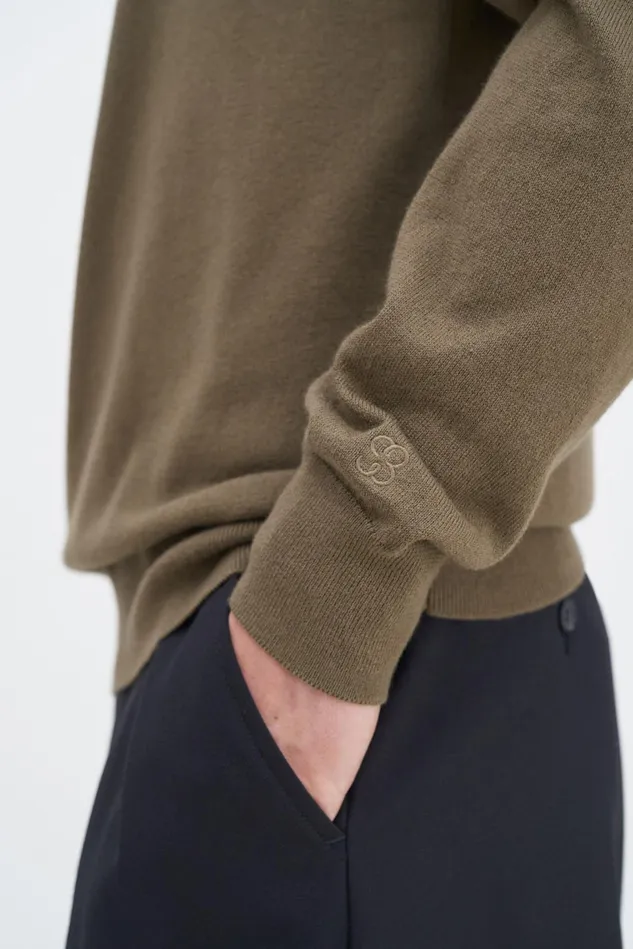 Men Knitted Polo Shirt Olive Green Filippa K Knitwear