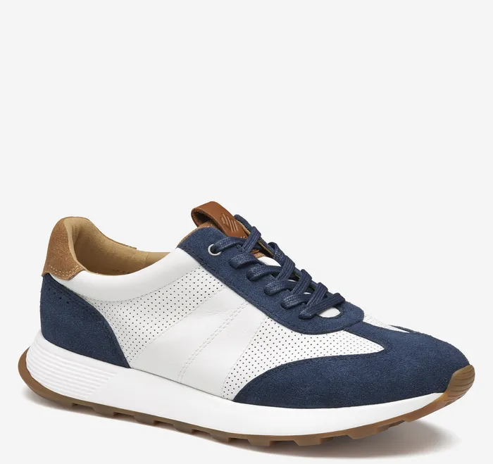 Men LaceUps Johnston and Murphy Kinnon TToe Navy SuedeWhite Full Grain