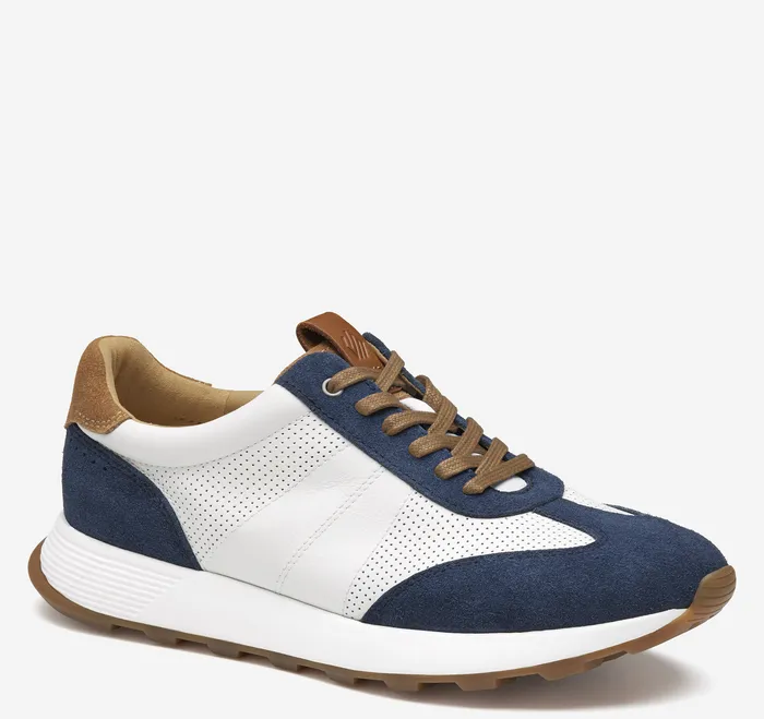 Men LaceUps Johnston and Murphy Kinnon TToe Navy SuedeWhite Full Grain