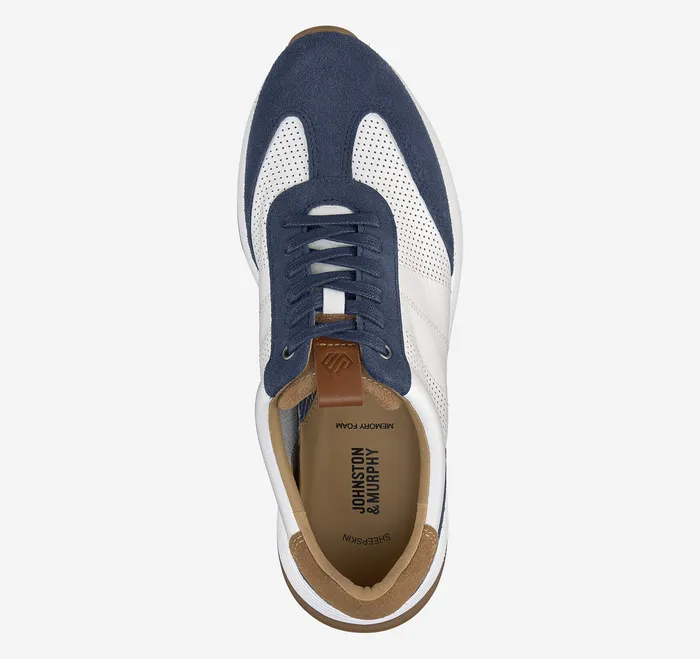 Men LaceUps Johnston and Murphy Kinnon TToe Navy SuedeWhite Full Grain