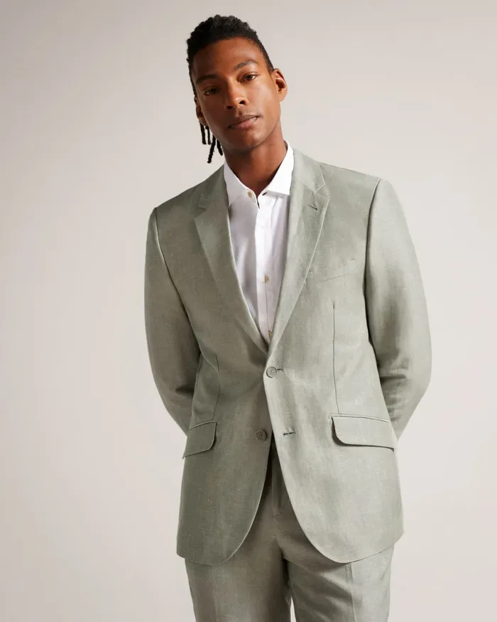 Men LANCEJ 8211 Wool And Linen Blazer Light Green Ted Baker Suits