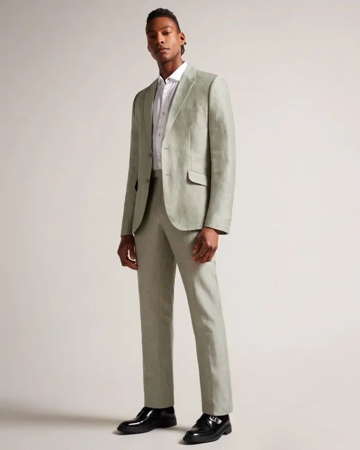Men LANCEJ 8211 Wool And Linen Blazer Light Green Ted Baker Suits