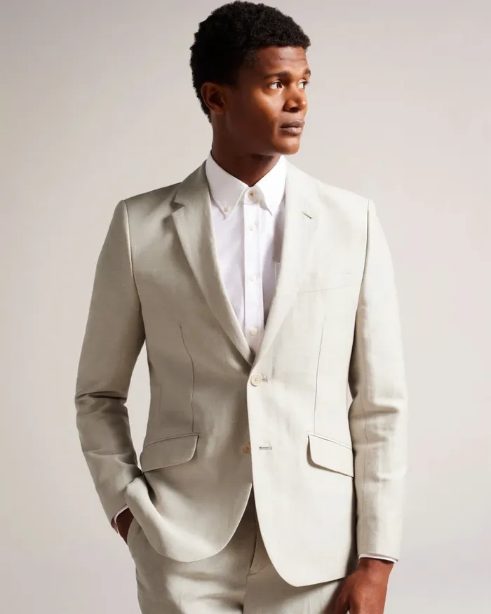 Men LANCEJ 8211 Wool And Linen Blazer Stone Ted Baker Suits Men LANCEJ 8211 Wool And Linen Blazer Stone Ted Baker Suits