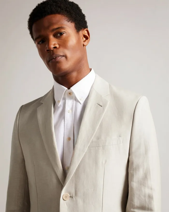 Men LANCEJ 8211 Wool And Linen Blazer Stone Ted Baker Suits Men LANCEJ 8211 Wool And Linen Blazer Stone Ted Baker Suits