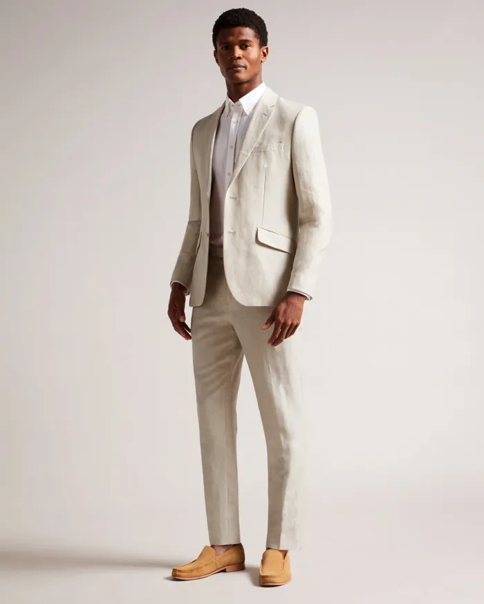 Men LANCEJ 8211 Wool And Linen Blazer Stone Ted Baker Suits Men LANCEJ 8211 Wool And Linen Blazer Stone Ted Baker Suits