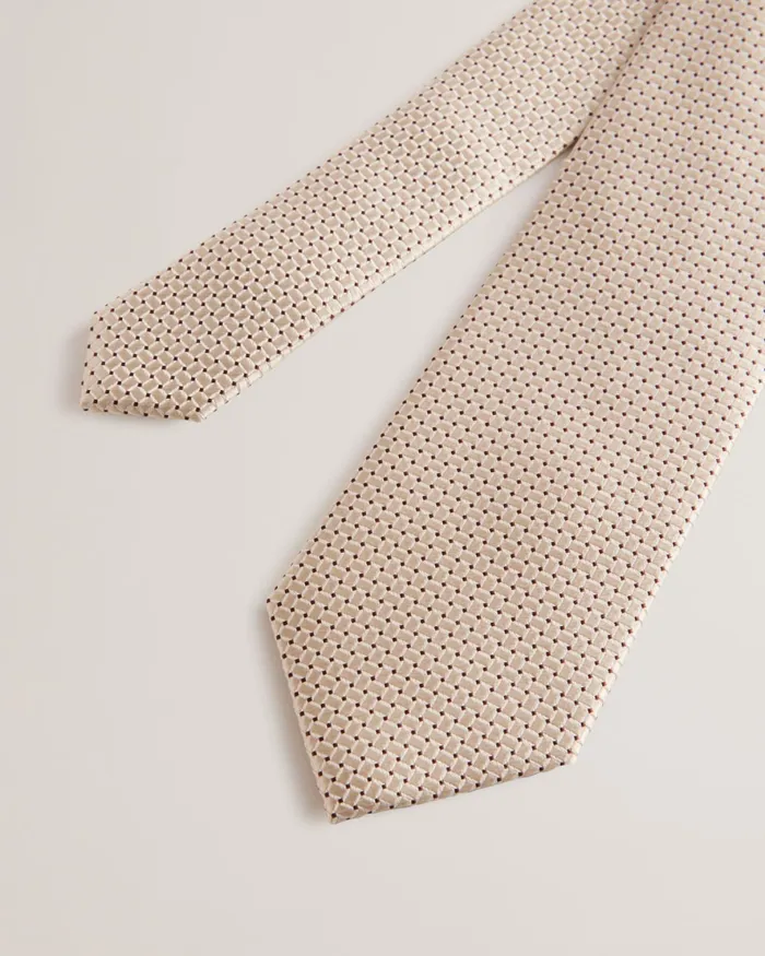Men LEOPOLE 8211 Micro Geometric Pattern Silk Tie Stone Ted Baker Ties and Bowties