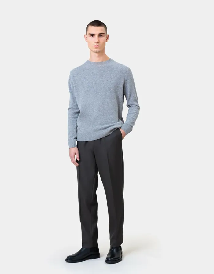 Men Light Merino Wool Crew Scarlet Red Colorful Standard Knit Sweaters