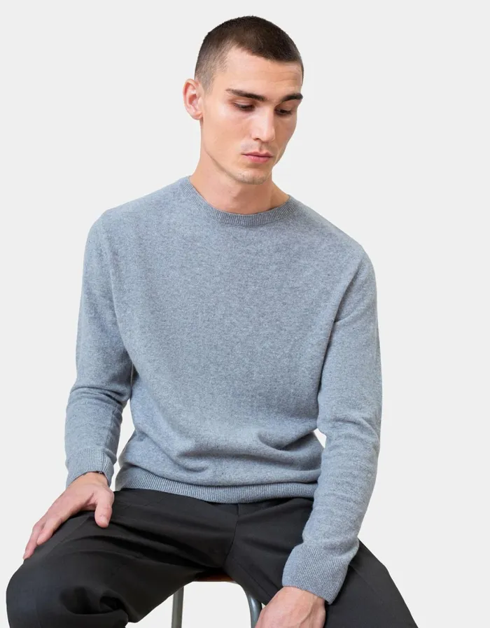 Men Light Merino Wool Crew Scarlet Red Colorful Standard Knit Sweaters