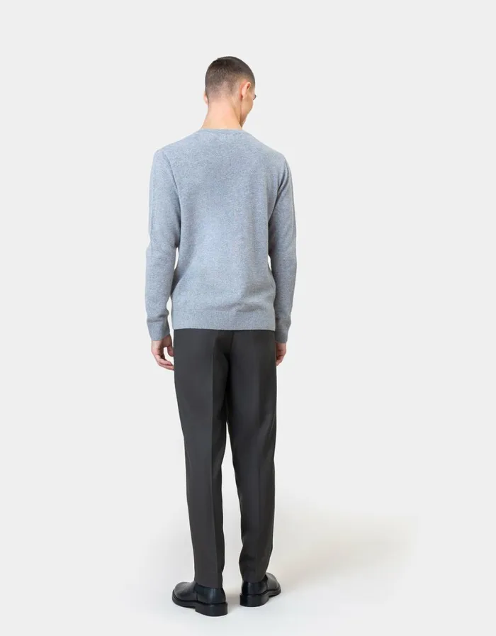 Men Light Merino Wool Crew Scarlet Red Colorful Standard Knit Sweaters