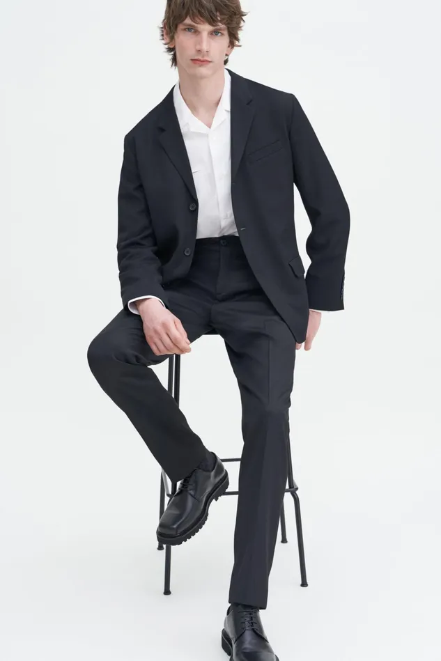 Men Lightweight Twill Blazer Black Filippa K Suit Jackets