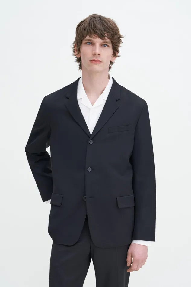 Men Lightweight Twill Blazer Black Filippa K Suit Jackets