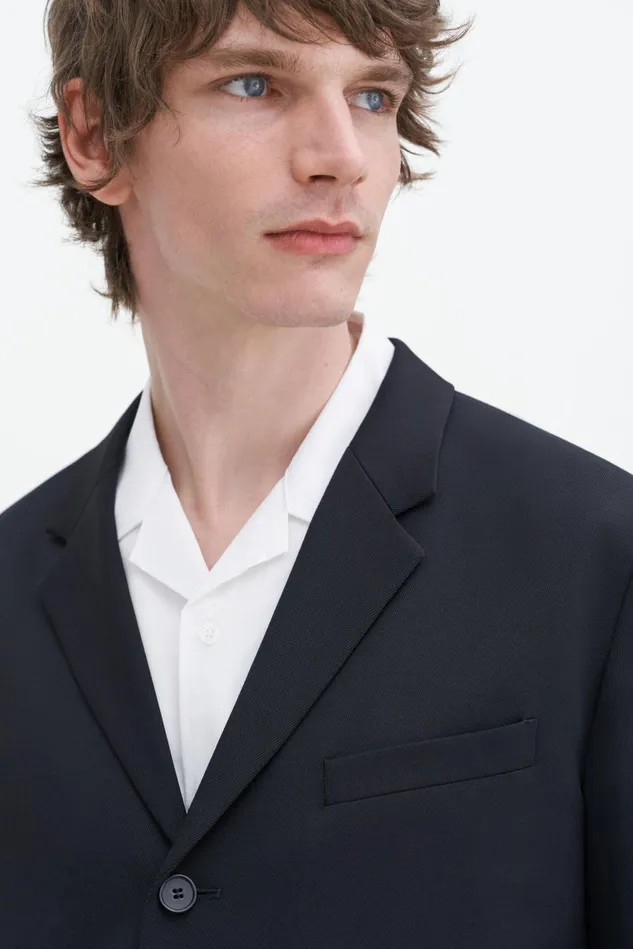 Men Lightweight Twill Blazer Black Filippa K Suit Jackets