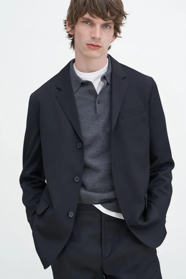 Men Lightweight Twill Blazer Black Filippa K Suit Jackets