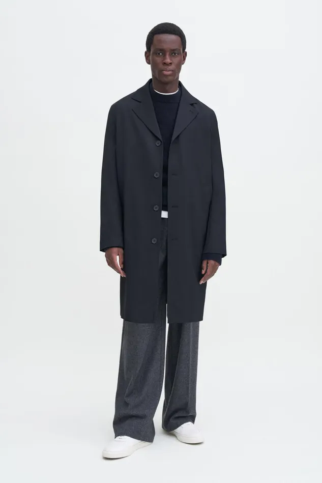Men Lightweight Twill Overcoat Black Filippa K Outerwear