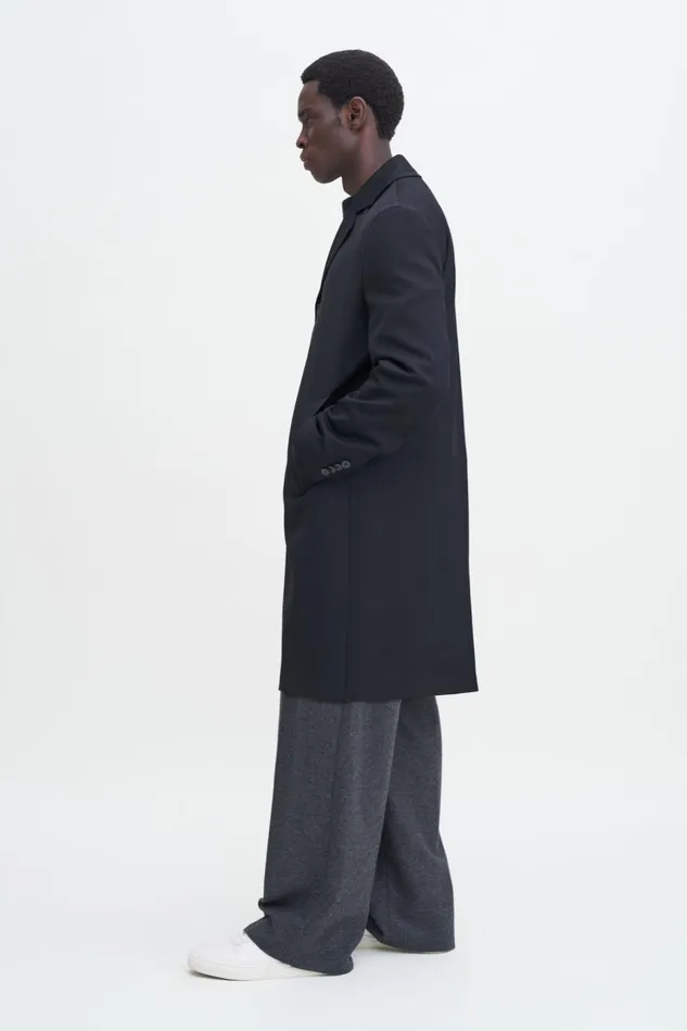 Men Lightweight Twill Overcoat Black Filippa K Outerwear