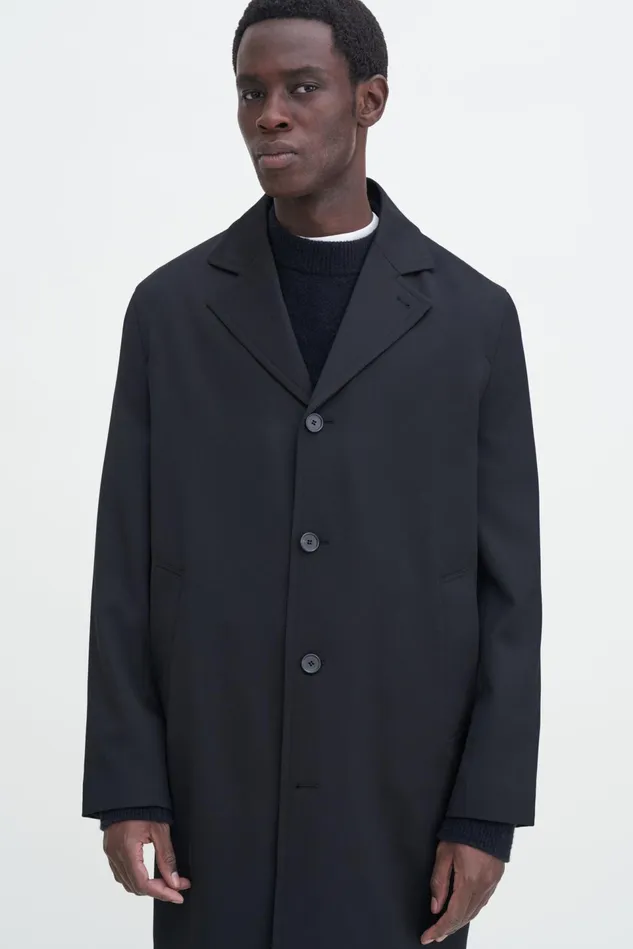 Men Lightweight Twill Overcoat Black Filippa K Outerwear