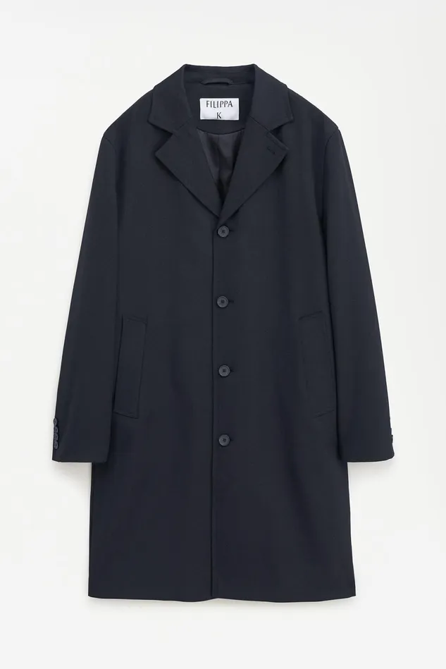 Men Lightweight Twill Overcoat Black Filippa K Outerwear