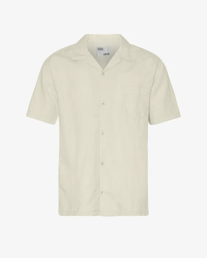 Men Linen Short Sleeved Shirt Ivory White Colorful Standard Shirts