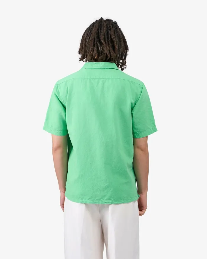 Men Linen Short Sleeved Shirt Ivory White Colorful Standard Shirts