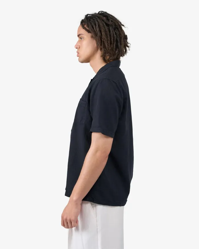 Men Linen Short Sleeved Shirt Seaside Blue Colorful Standard Shirts