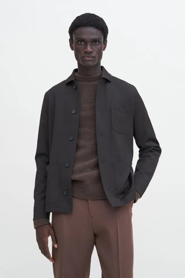 Men Louis Gabardine Jacket Dark Brown Filippa K Overshirts