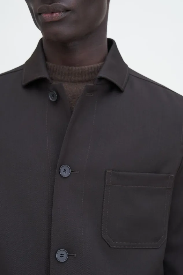 Men Louis Gabardine Jacket Dark Brown Filippa K Overshirts