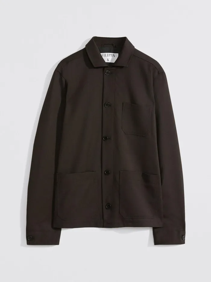 Men Louis Gabardine Jacket Dark Brown Filippa K Overshirts