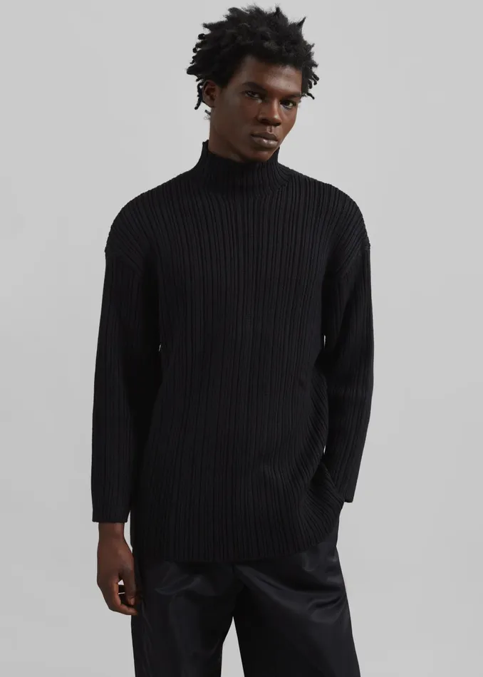 Men Louis Gabriel Nouchi Mockneck Rib Sweater 8211 Black The Frankie Shop Knitwear