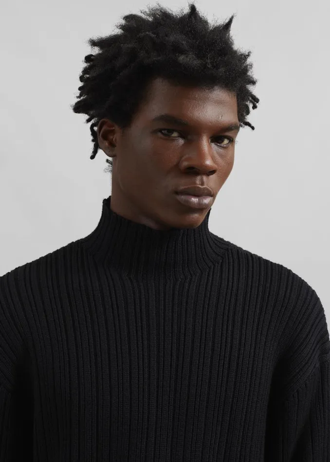 Men Louis Gabriel Nouchi Mockneck Rib Sweater 8211 Black The Frankie Shop Knitwear