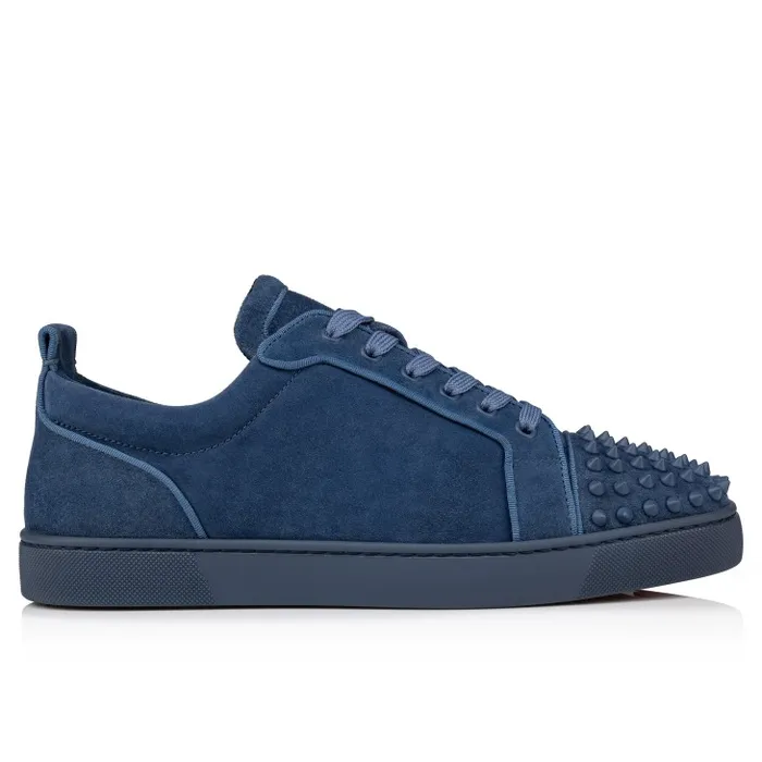 Men Louis Junior Spikes Sneakers 8211 Veau Velours And Spikes 8211 Denim Christian Louboutin Sneakers
