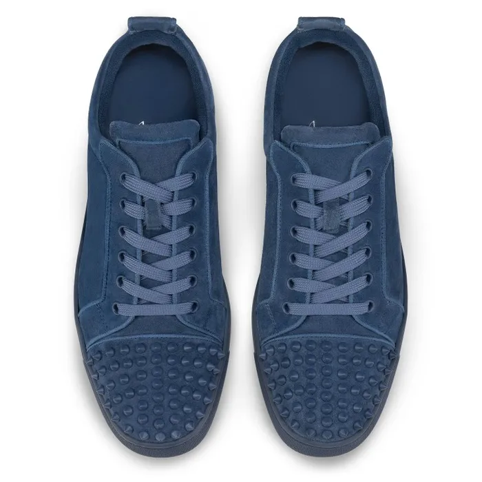 Men Louis Junior Spikes Sneakers 8211 Veau Velours And Spikes 8211 Denim Christian Louboutin Sneakers