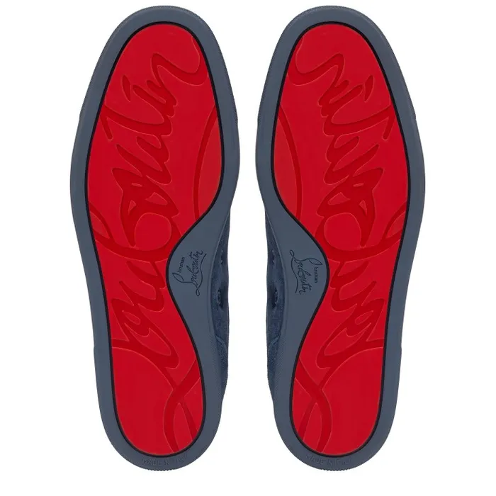 Men Louis Junior Spikes Sneakers 8211 Veau Velours And Spikes 8211 Denim Christian Louboutin Sneakers
