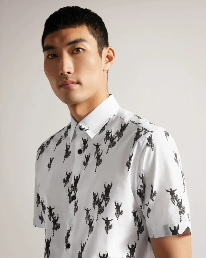 Men MARNEY 8211 Short Sleeve Highland Dancer Printed Shirt White Ted Baker Shirts Men MARNEY 8211 Short Sleeve Highland Dancer Printed Shirt White Ted Baker Shirts