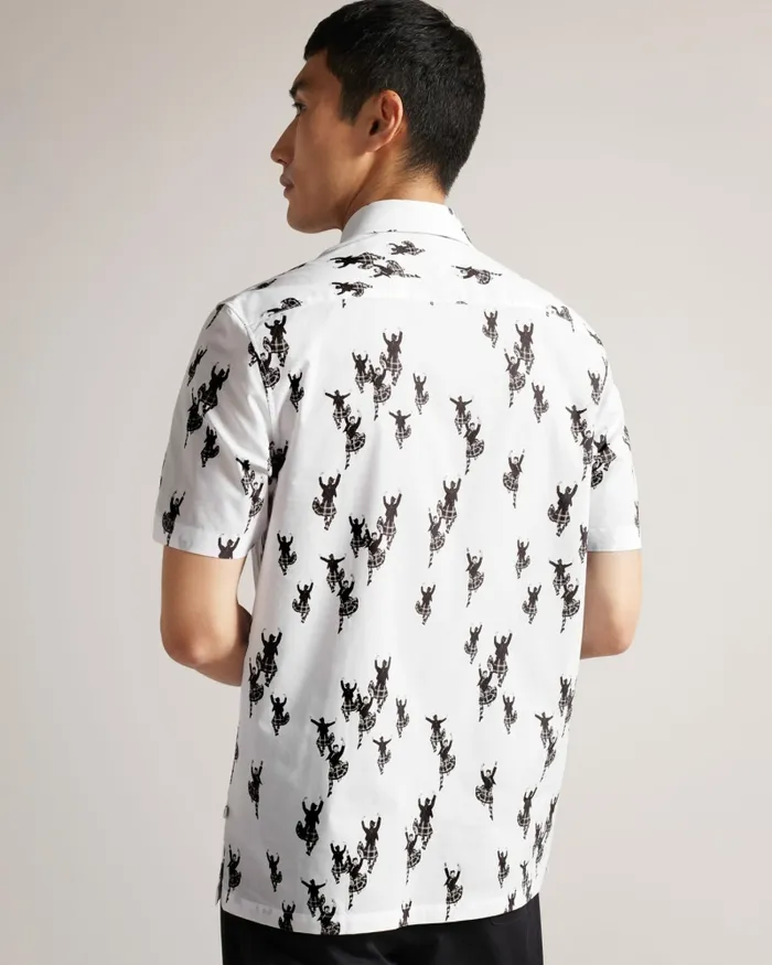 Men MARNEY 8211 Short Sleeve Highland Dancer Printed Shirt White Ted Baker Shirts Men MARNEY 8211 Short Sleeve Highland Dancer Printed Shirt White Ted Baker Shirts