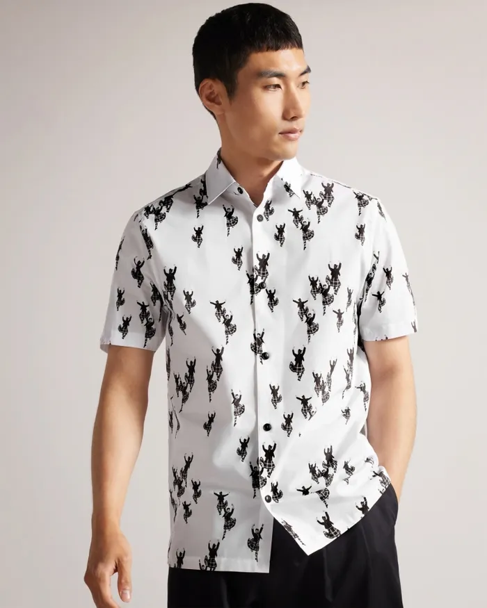 Men MARNEY 8211 Short Sleeve Highland Dancer Printed Shirt White Ted Baker Shirts Men MARNEY 8211 Short Sleeve Highland Dancer Printed Shirt White Ted Baker Shirts