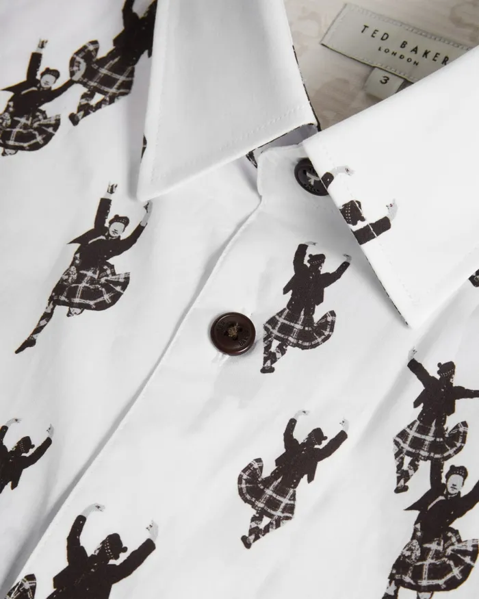 Men MARNEY 8211 Short Sleeve Highland Dancer Printed Shirt White Ted Baker Shirts Men MARNEY 8211 Short Sleeve Highland Dancer Printed Shirt White Ted Baker Shirts