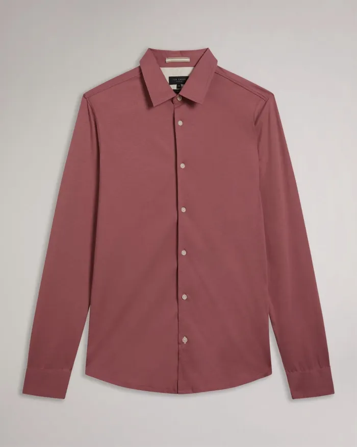Men MARROS 8211 Long Sleeve Lustrous Jersey Shirt Medium Pink Ted Baker Shirts
