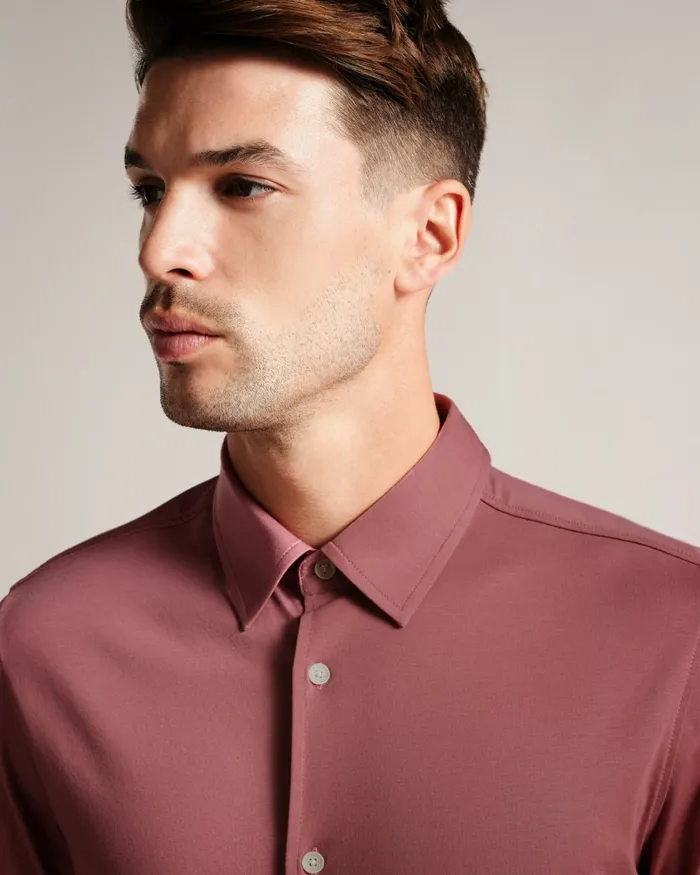 Men MARROS 8211 Long Sleeve Lustrous Jersey Shirt Medium Pink Ted Baker Shirts