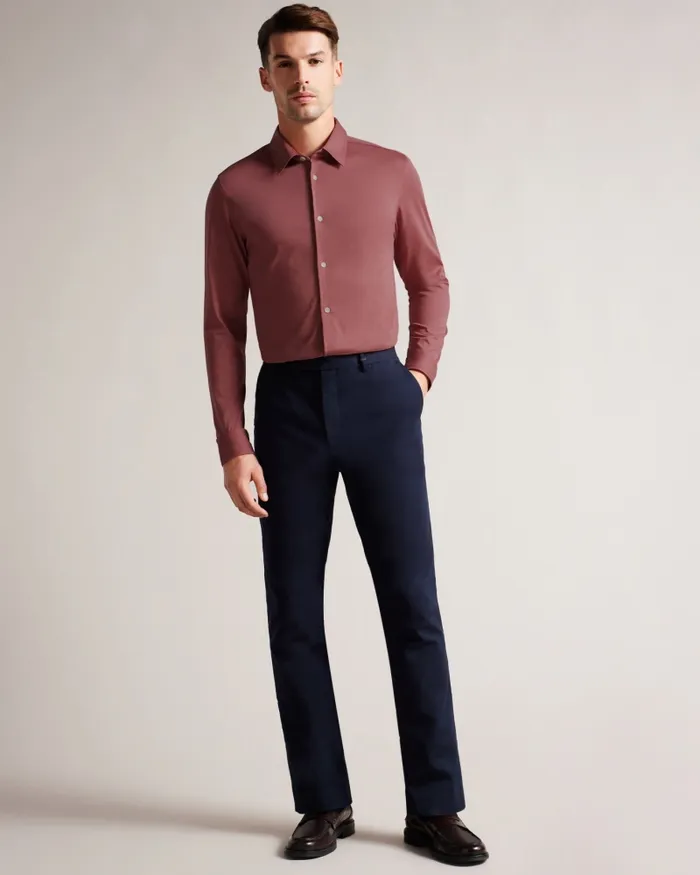 Men MARROS 8211 Long Sleeve Lustrous Jersey Shirt Medium Pink Ted Baker Shirts