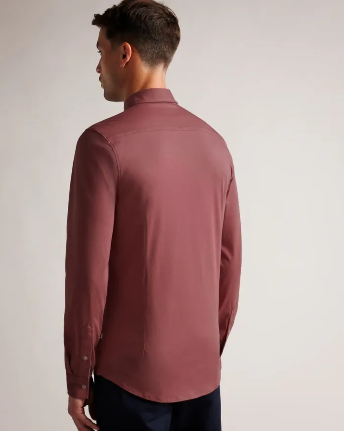 Men MARROS 8211 Long Sleeve Lustrous Jersey Shirt Medium Pink Ted Baker Shirts