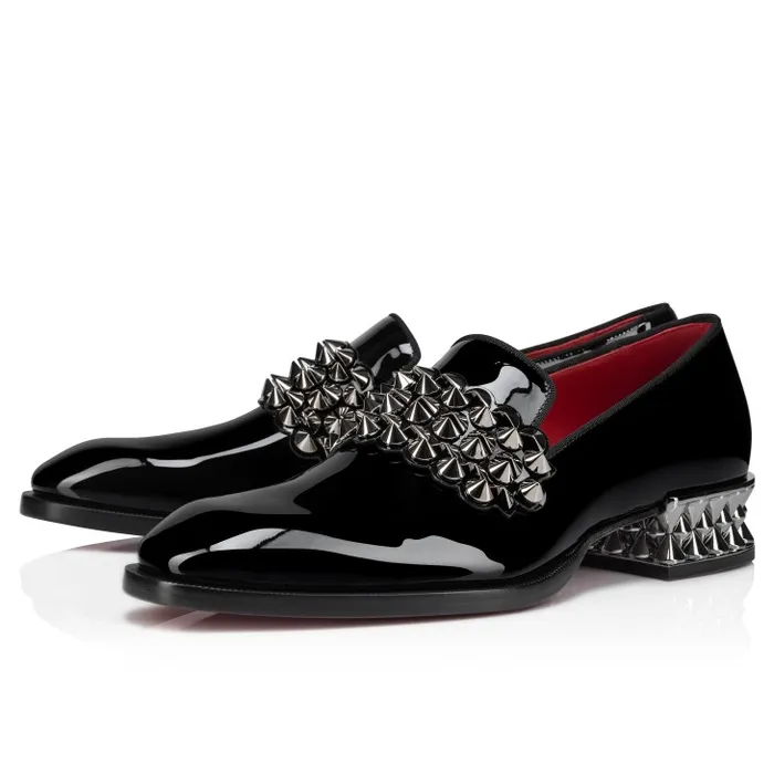 Men Martin On Spikes Loafers 8211 Patent Calf Leather And Spikes 8211 Black Christian Louboutin Loafers and Moccasins