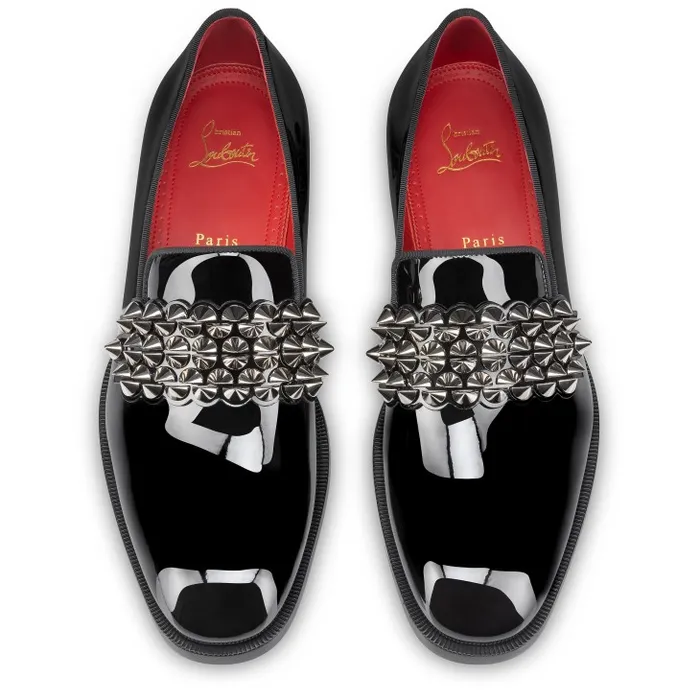 Men Martin On Spikes Loafers 8211 Patent Calf Leather And Spikes 8211 Black Christian Louboutin Loafers and Moccasins