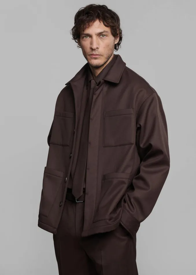 Men Mason Boxy Wool Jacket 8211 Brown The Frankie Shop Outerwear