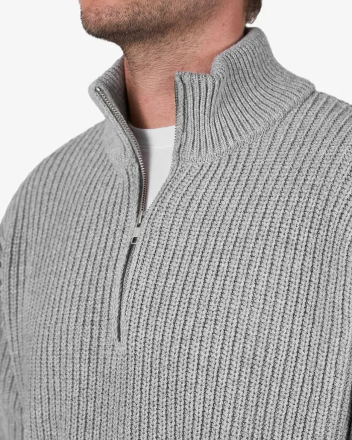 Men Merino Quarter Zip Dusty Olive Colorful Standard Knit Sweaters