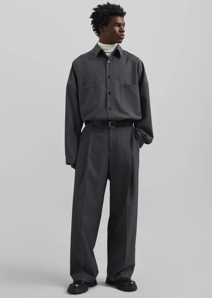 Men Milton Wool Blend Trousers 8211 Dark Grey The Frankie Shop Bottoms