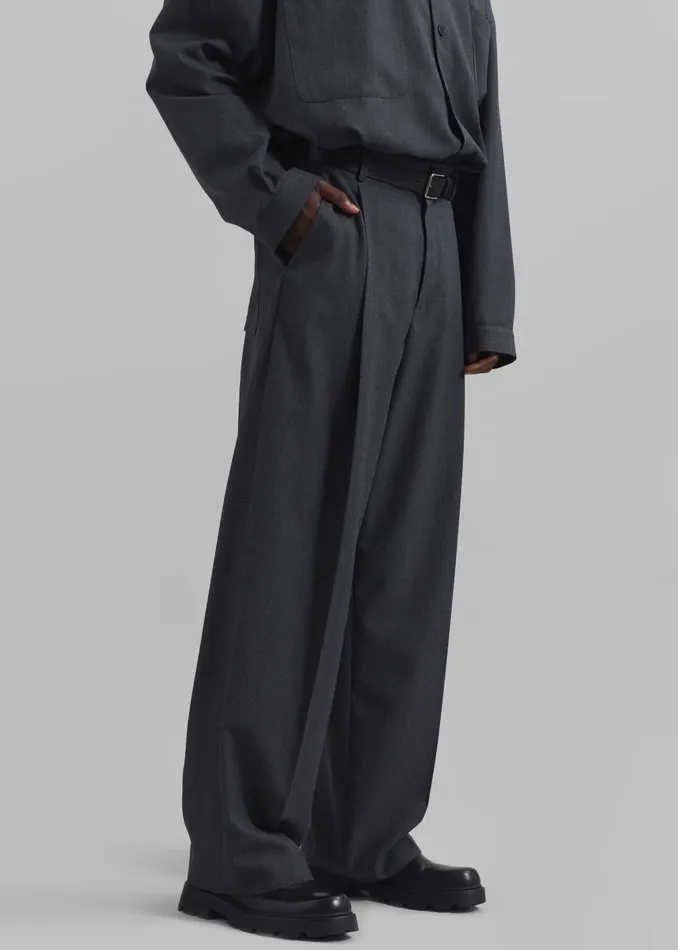 Men Milton Wool Blend Trousers 8211 Dark Grey The Frankie Shop Bottoms