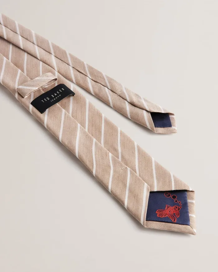 Men NIELS 8211 Pin Stripe Linen Silk Tie Stone Ted Baker Ties and Bowties